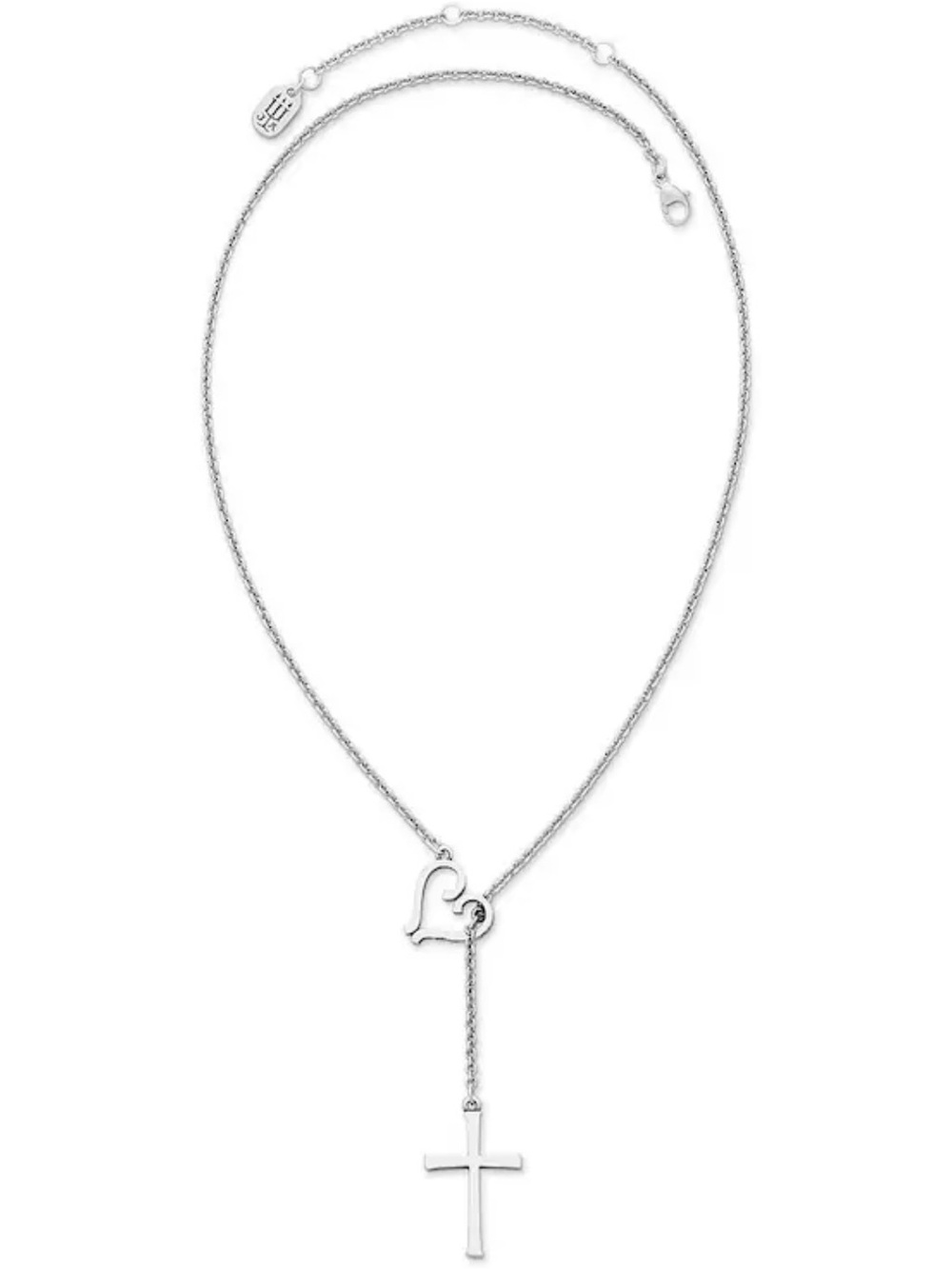 James Avery Faith Hope Love Cross Heart Lariat Necklace Sterling Silver 20”
